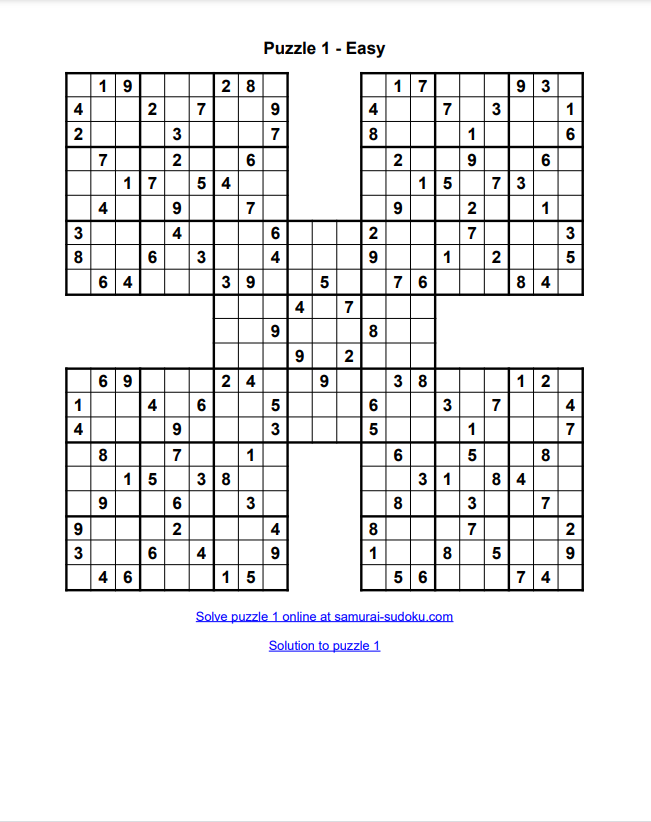 Samurai Sudoku - Easy 